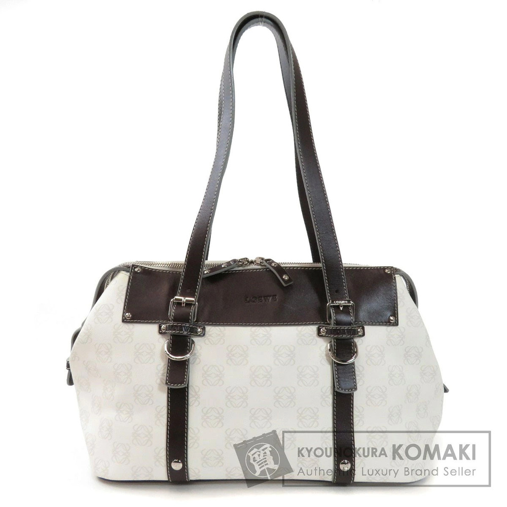 Loewe monogram shoulder bag white canvas leather